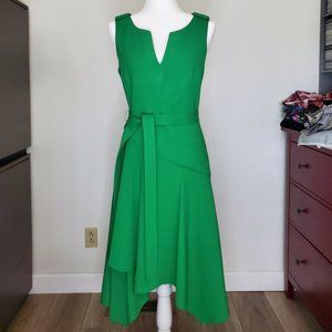 St. Patty's Day Karen Millen Green Asymmetrical Belted Dress